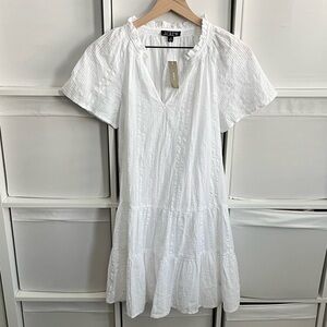 J. Crew Ruffle Trim Tiered Mini Dress White